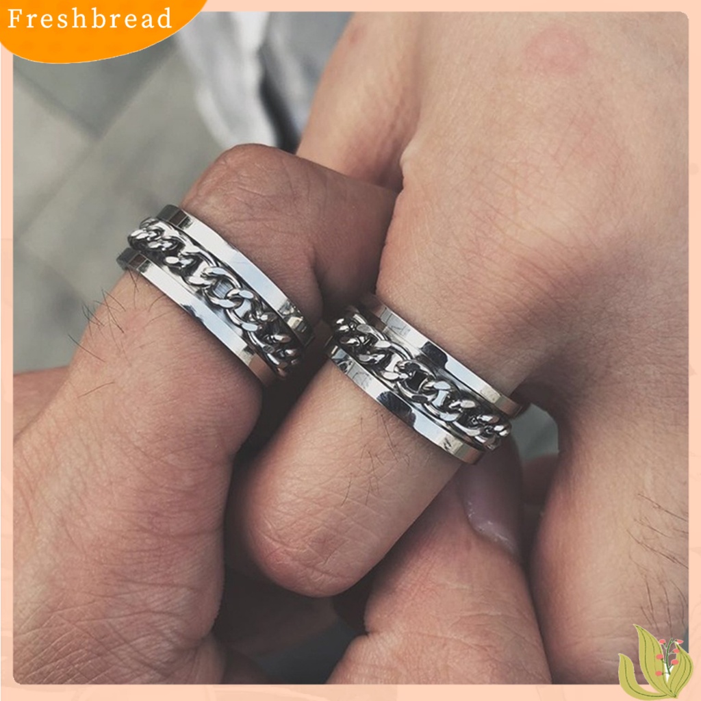 &lt; Freshbread &gt; Indah Pria Rantai Warna-Warni Punk Stainless Steel Spinner Pernikahan Band Cincin