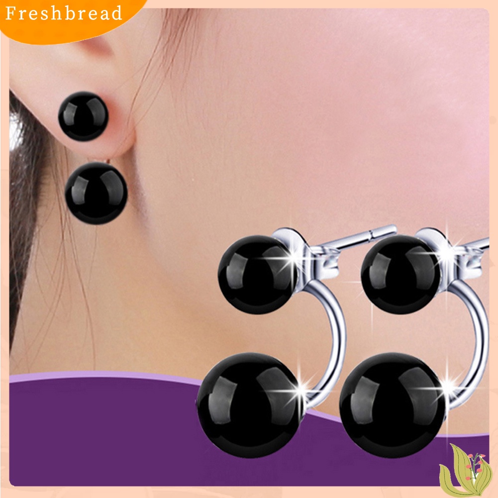 < Freshbread > Fashion Wanita Dua Sisi Faux Agate Ear Jacket Earrings Pesta Perhiasan Hadiah