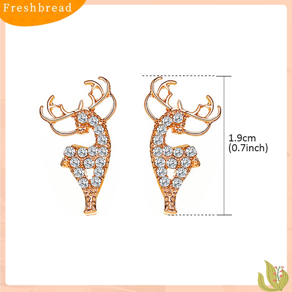 &lt; Freshbread &gt; Wanita Modis Elk Shape Ear Stud Earrings Perhiasan Aksesori Hadiah Natal