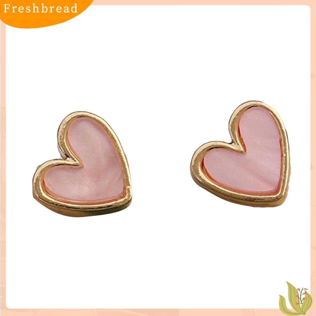 &lt; Freshbread &gt; 1pasang Alloy Ear Studs Halus Electroplating Bentuk Hati Stud Earrings Aksesoris Telinga
