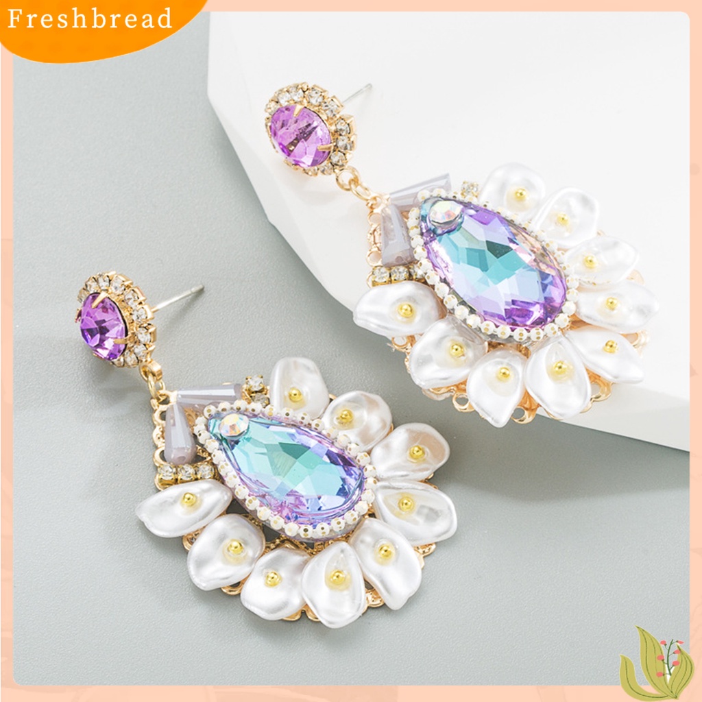 &lt; Freshbread &gt; 1pasang Anting Anting Tetes Fashion Berbentuk Teardrop Berkilau catching Untuk Pakaian Sehari-Hari