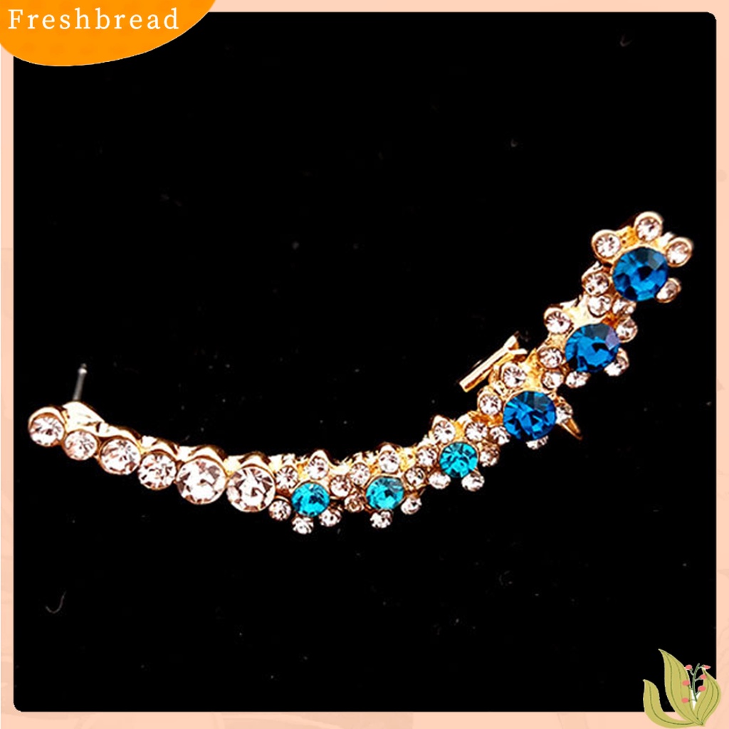 &lt; Freshbread &gt; 1Pc Tindik Terintegrasi Klip Telinga Gadis Kepingan Salju Berlian Imitasi Stud Anting Perhiasan Accesories