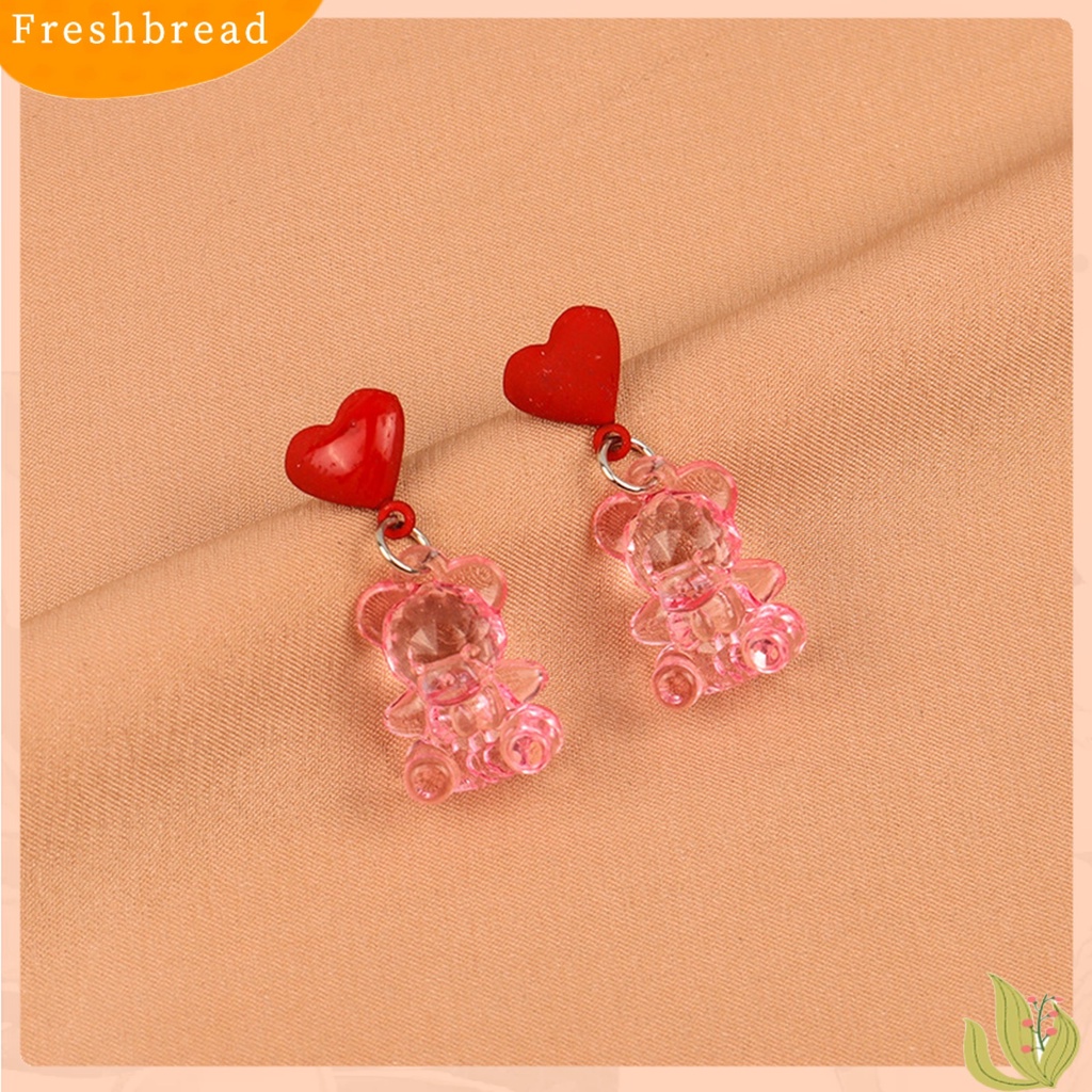 &lt; Freshbread &gt; 1pasang Anting Drop Bentuk Beruang Chic Nyaman Kartun Beruang Manis Anting Untuk Hadiah