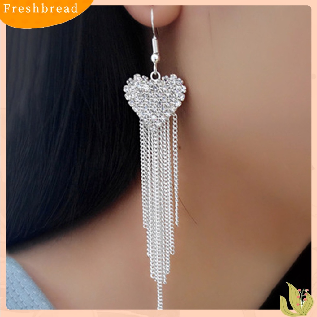 &lt; Freshbread &gt; 1pasang Anting Kait Tindik Hias Alloy Heart Decor Menjuntai Earrings Untuk Kehidupan Sehari-Hari