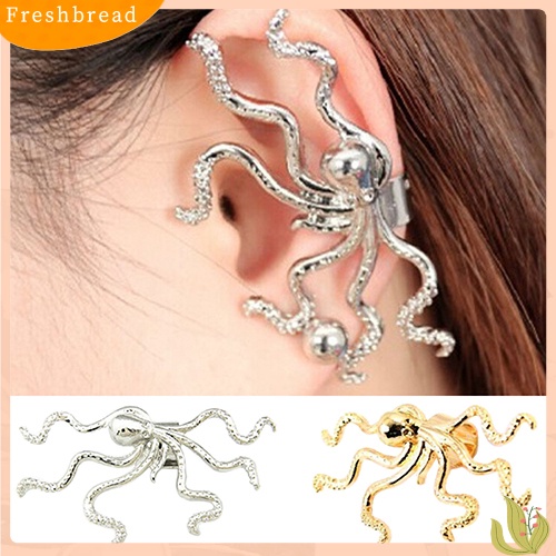 &lt; Freshbread &gt; Fashion Wanita Punk Rock Gurita Bentuk Telinga Stud Manset Klip Gesper Anting Hadiah