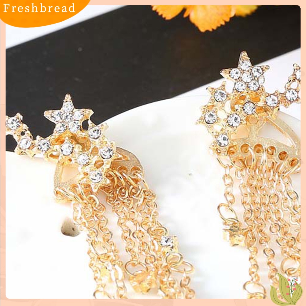 &lt; Freshbread &gt; Fashion Bintang Rumbai Menjuntai Telinga Jaket Wanita Perhiasan Cocktail Banquet Earrings