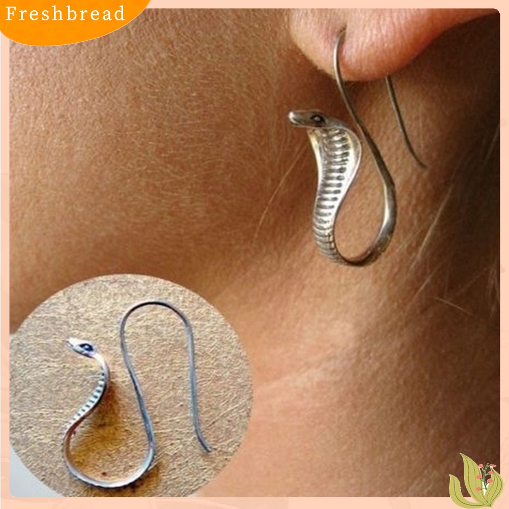 &lt; Freshbread &gt; Vintage Wanita Ukir Cobra Ular Menjuntai Liontin Menjuntai Kait Anting Perhiasan