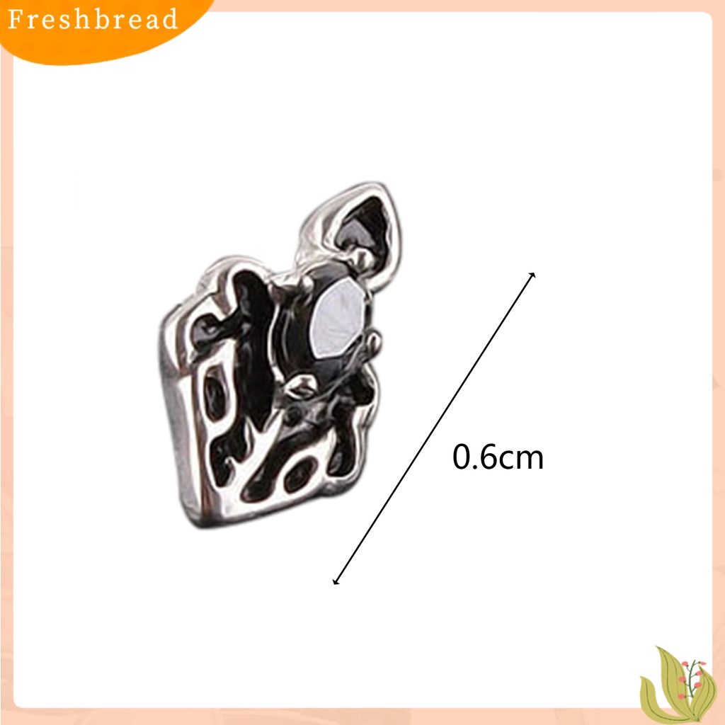 &lt; Freshbread &gt; 1Pc Bersinar Hias Berlian Imitasi Pria Anting Baja Titanium Perisai Bentuk Hip Hop Telinga Stud Perhiasan Aksesori