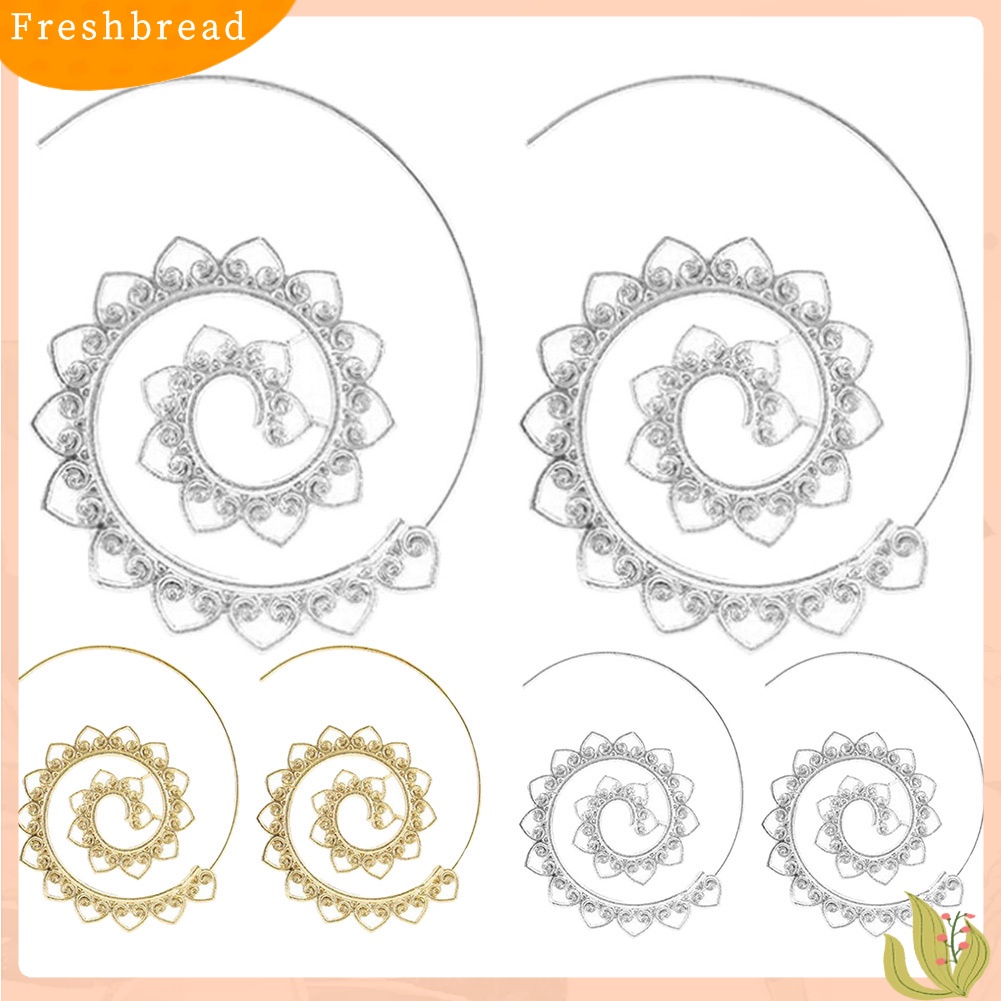 &lt; Freshbread &gt; Wanita Spiral Bulat Lingkaran Gear Hati Anting Tindik Statement Perhiasan Hadiah