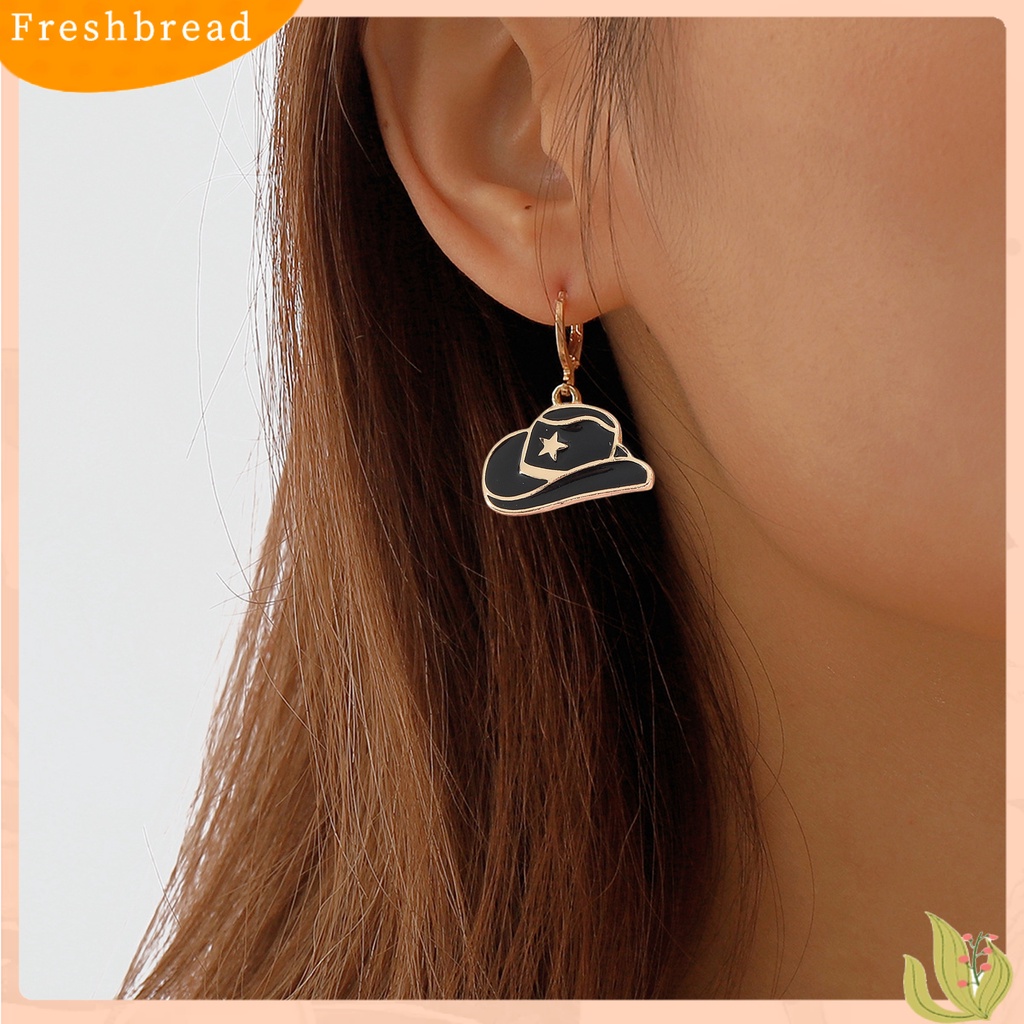 &lt; Freshbread &gt; 1pasang Menjuntai Anting Tren Baru Kepribadian Keren Modern Lucu Menjatuhkan Minyak Topi Koboi Drop Earrings Perhiasan Fashion