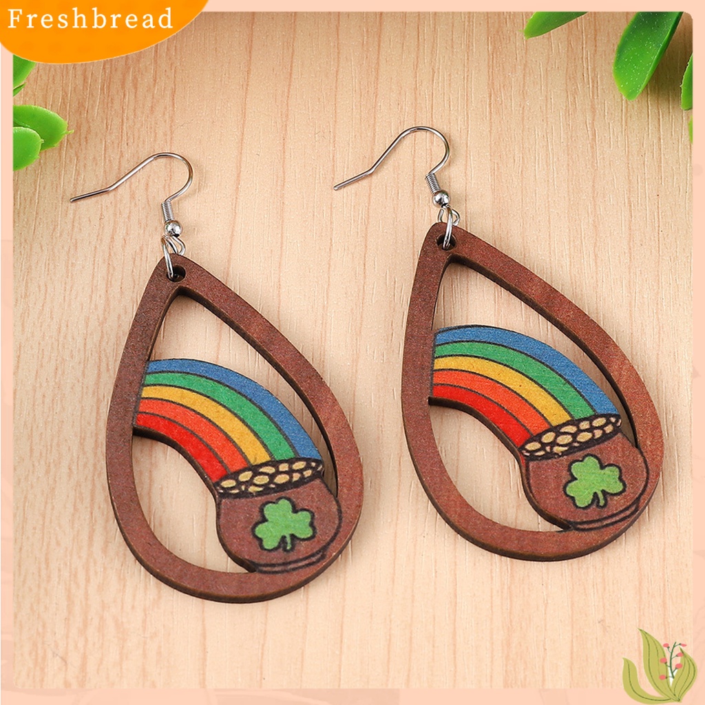 &lt; Freshbread &gt; 1pasang Drop Anting Tindik Bentuk Geometris Liontin Pengerjaan Halus Indah Telinga Dekorasi Perhiasan Fashion St Anting Patricks Day Clovers Green Rainbow