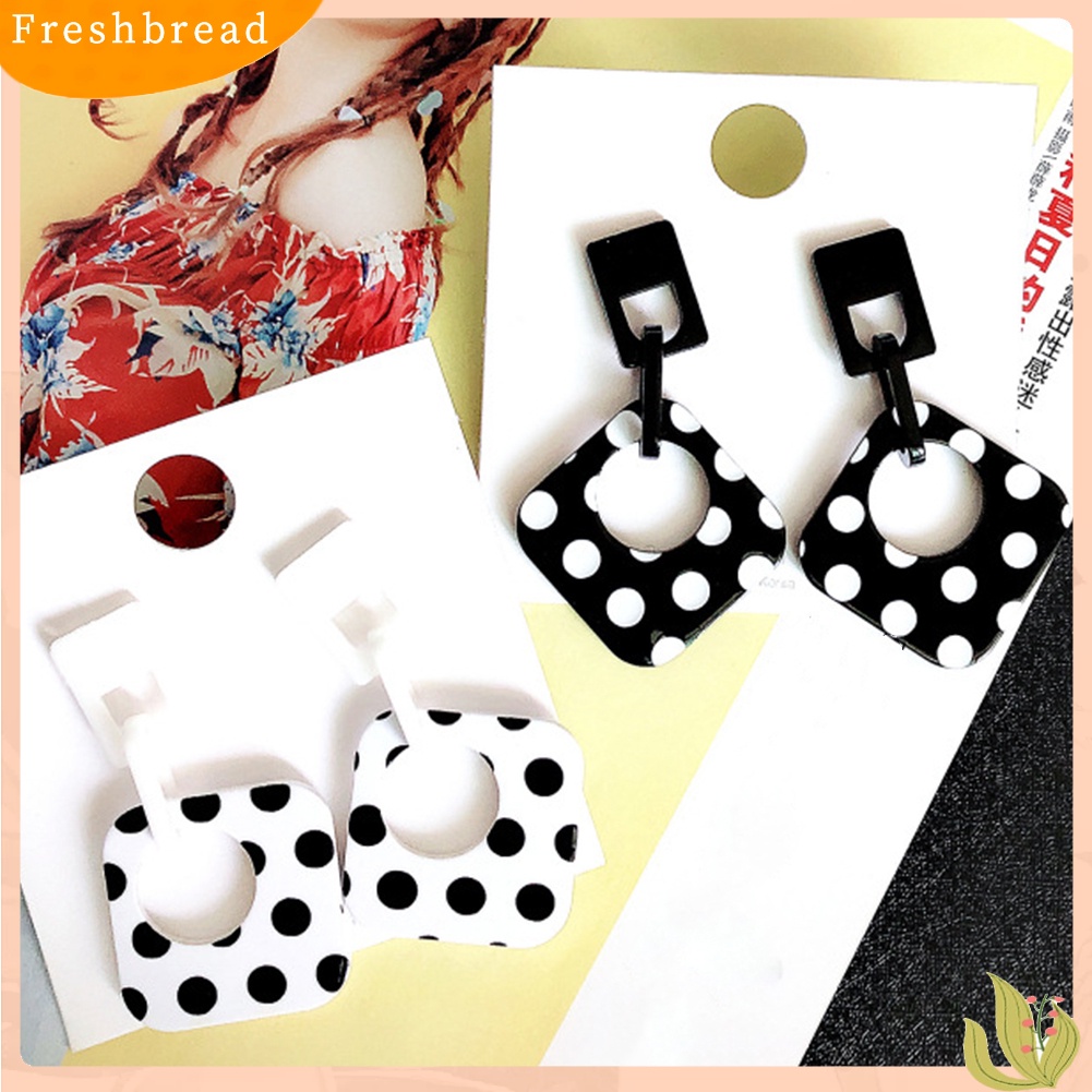 &lt; Freshbread &gt; Wanita Polkadot Berongga Belah Ketupat Geometris Menjuntai Telinga Stud Cuff Earrings Perhiasan