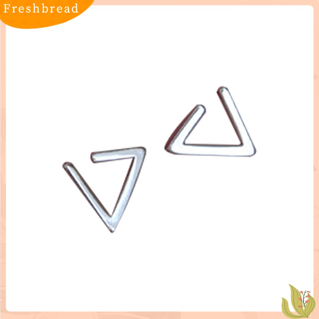 &lt; Freshbread &gt; 1pasang Anting Pejantan Kilau Terang Melubangi Geometris Electroplating Anti-Alergi Dekorasi Kupu-Kupu Ganda Pentagram Cinta Hati Segitiga Wanita Ear Studs