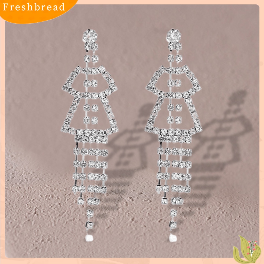 &lt; Freshbread &gt; 1pasang Anting Menjuntai Jumbai Mengkilap Perhiasan Penampilan Fashion Anting Stud Panjang Untuk Pernikahan