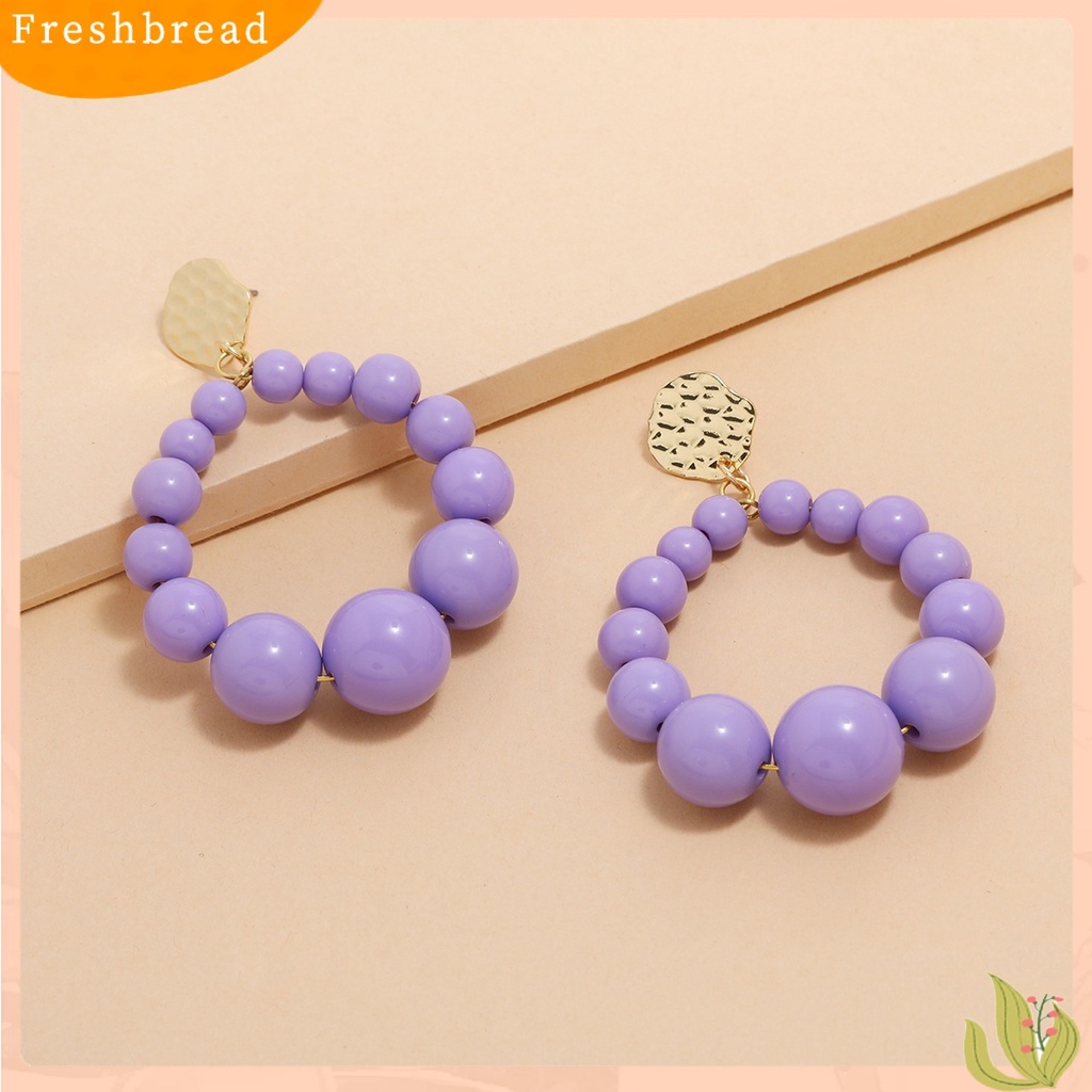 &lt; Freshbread &gt; 1pasang Anting Pejantan Bola Warna Vibrant Tekstur Berlebihan Full Color Daily Wear Manik-Manik Plastik Wanita Stud Earrings Pakaian Sehari-Hari