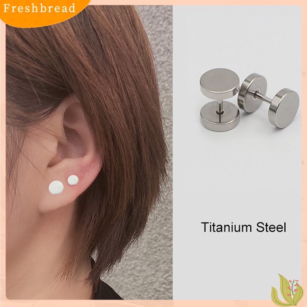 &lt; Freshbread &gt; Anting Stud Simplicity Dekorasi Tidak Alergi Bulat Pria Ear Studs Hadiah Ulang Tahun