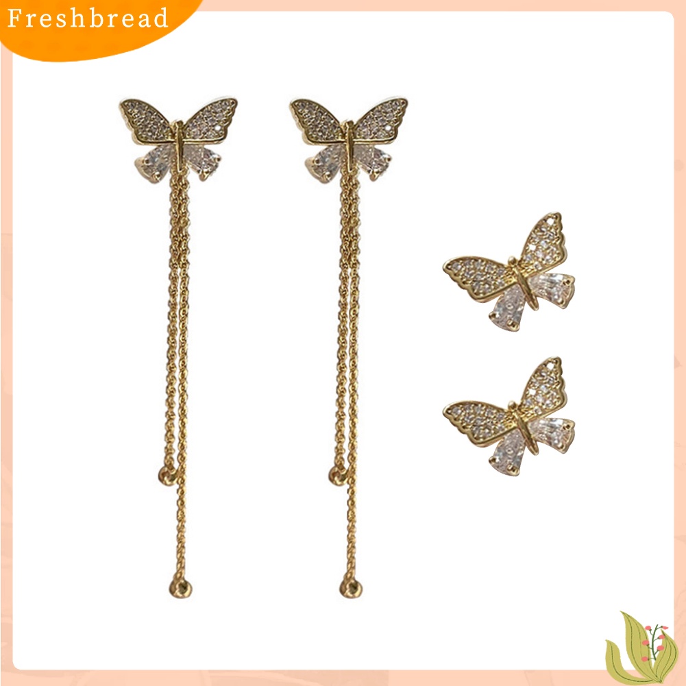 &lt; Freshbread &gt; Wanita Logam Manis Kupu-Kupu Rumbai Panjang Musim Panas Sederhana Stud Earrings Perhiasan Hadiah
