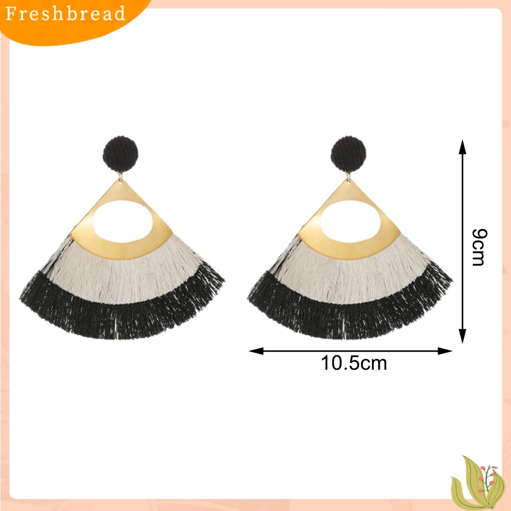 &lt; Freshbread &gt; 1pasang Perhiasan Anting Hias Bohemian Bergigi Rumbai Drop Earrings Untuk Kehidupan Sehari-Hari