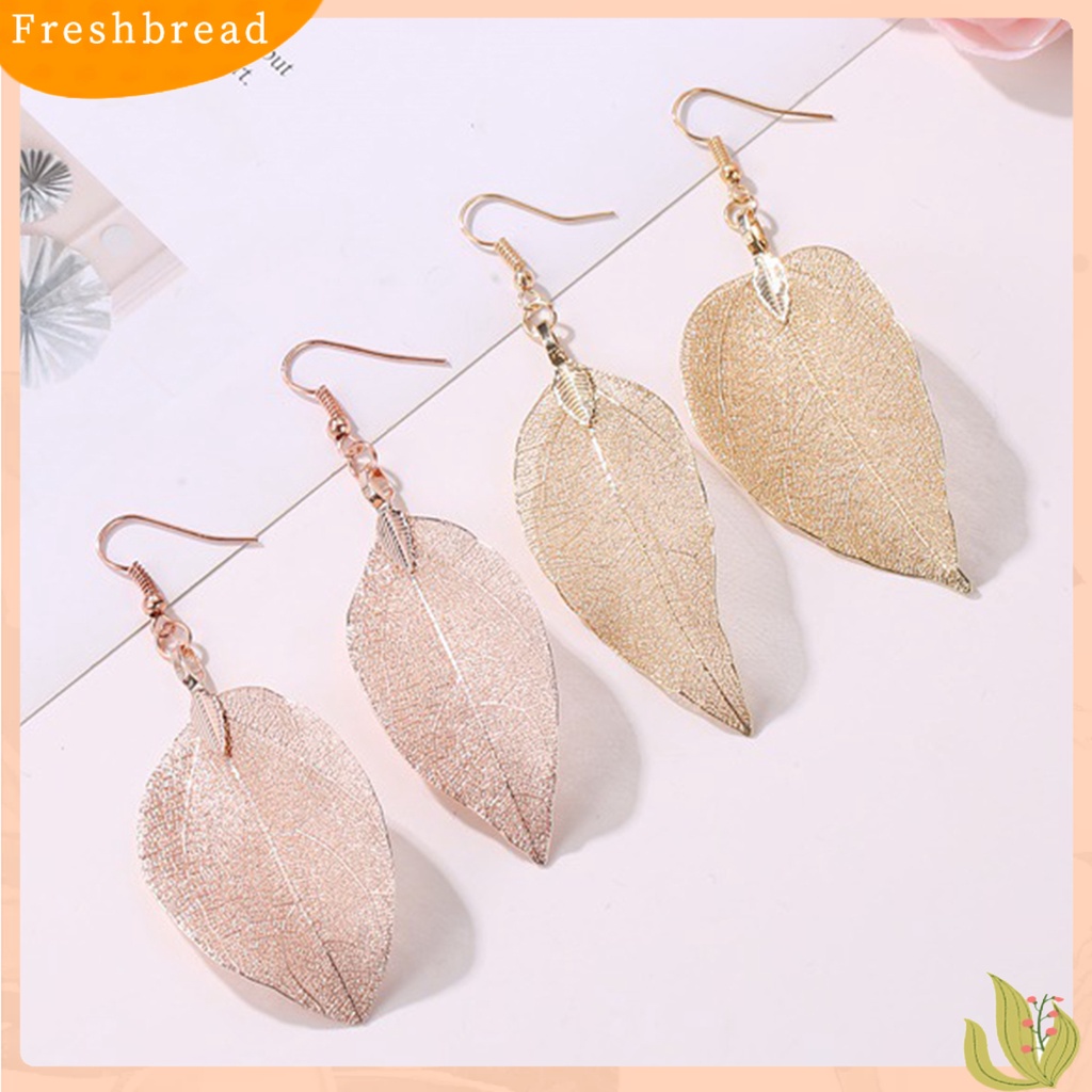 &lt; Freshbread &gt; Pohon Daun Bentuk Alloy Hollow Bright Menjuntai Anting Kait Perhiasan Fashion Untuk Pernikahan