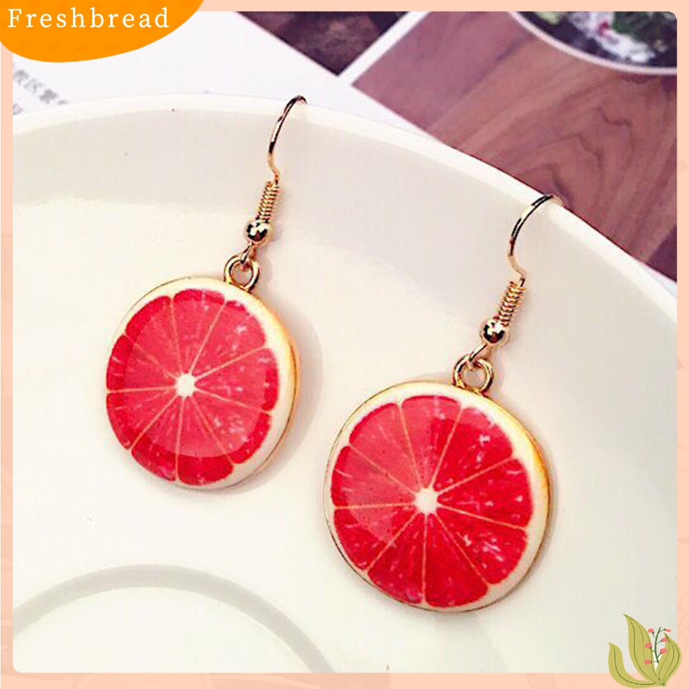 &lt; Freshbread &gt; Semangka Strawberry Orange Buah Lucu Liontin Wanita Kait Anting Perhiasan