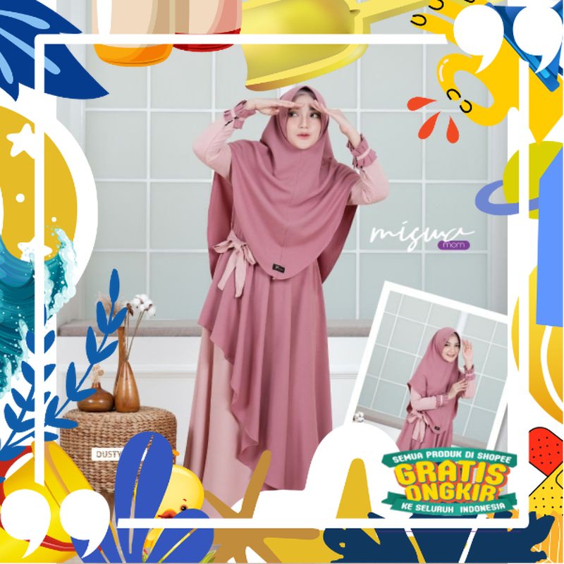 gamis terbaru set hijab/gamis busui/Gamis couple keluarga terbaru 2021/gamis terbaru anak dan ibu/Ga
