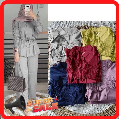 Setelan wanita dewasa terbaru 2022 One set harian curla set baju celana muslim remaja kekinian kasua