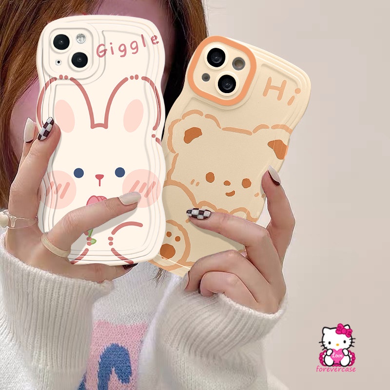 Wavy Edge Lovely Rabbit Soft Tpu Case Redmi A1 10 9 10A A1+9C 10C 9T 9A Note 11s 10s 11Pro 9 11 10 8 9s 10Pro Max Mi 11T Pro POCO X3 NFC Pro M3 Ponsel Beruang Kartun Lucu Sarung