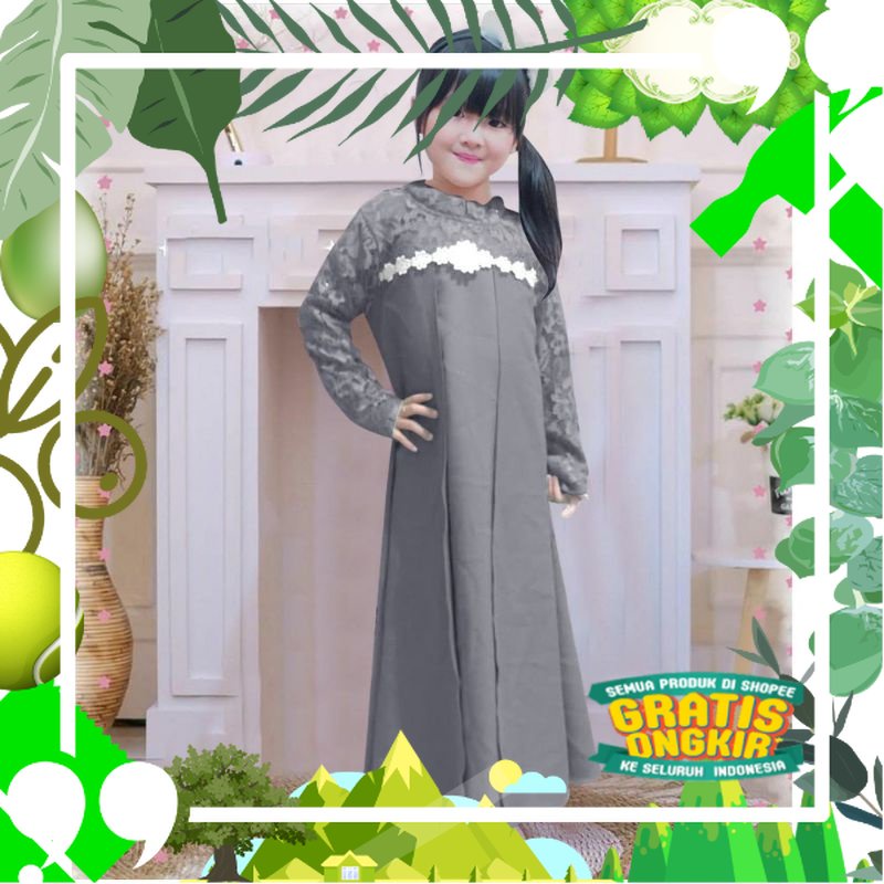 BAJU GAMIS ANAK KID KIDS MAXI MAXY DRESS BROKAT BRUKAT RENDA KERANCANG KRANCANG LAPIS FURING MEWAH I