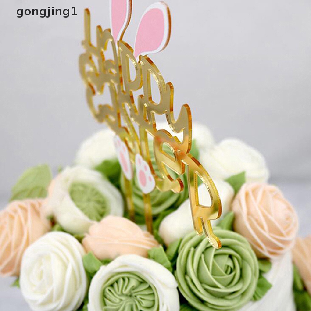 Ggg Happy Easter Cake Topper Easter Egg Acrylic Kue Bendera Dekorasi Kue Pesta ID