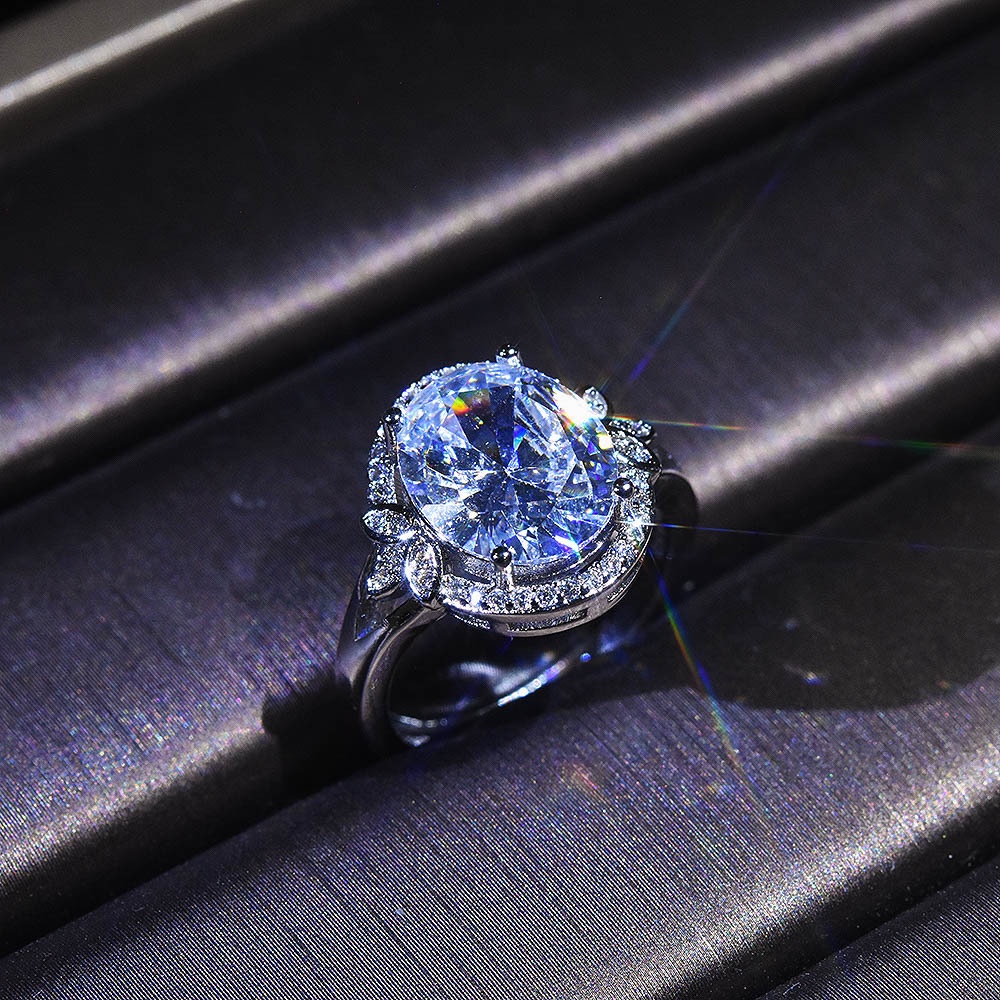 Goldkingdom Aksesoris Perhiasan Fashion Ready Stock Cincin Berlian Mosang Lapis Platinum Dengan Delapan Hati Dan Delapan Panah Pembukaan Cincin Perempuan