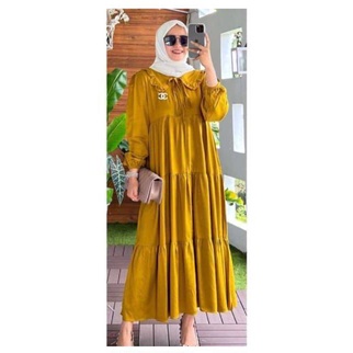 Tren Baju Muslim Gamis Wanita Jumbo Ld 120 Bahan Rayon Midi Dress Muslim Premium Fashion Kayra Polos