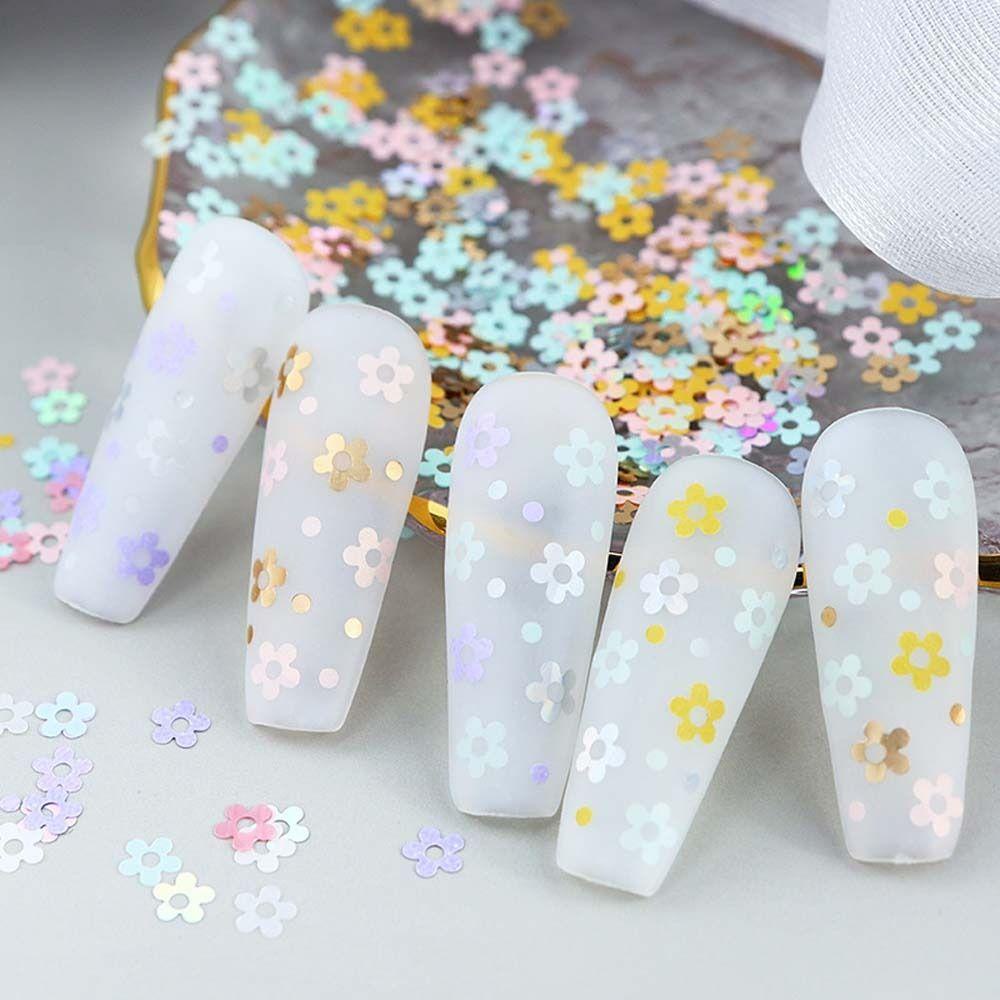 AUGUSTINA Agustina Bunga Paku Payet Musim Semi Warna Campur Pesona Kuku Plum Blossom Manicure Aksesoris Eyelash Dekorasi Nail Glitter Flakes