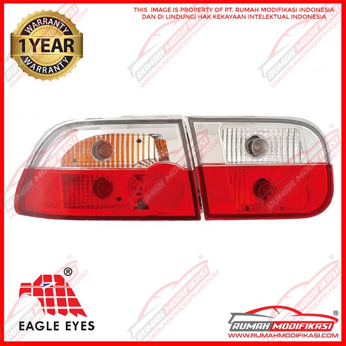 STOP LAMP HONDA CIVIC GENIO 92-95 4D CRYSTAL RED CLEAR LENS - USA TYPE