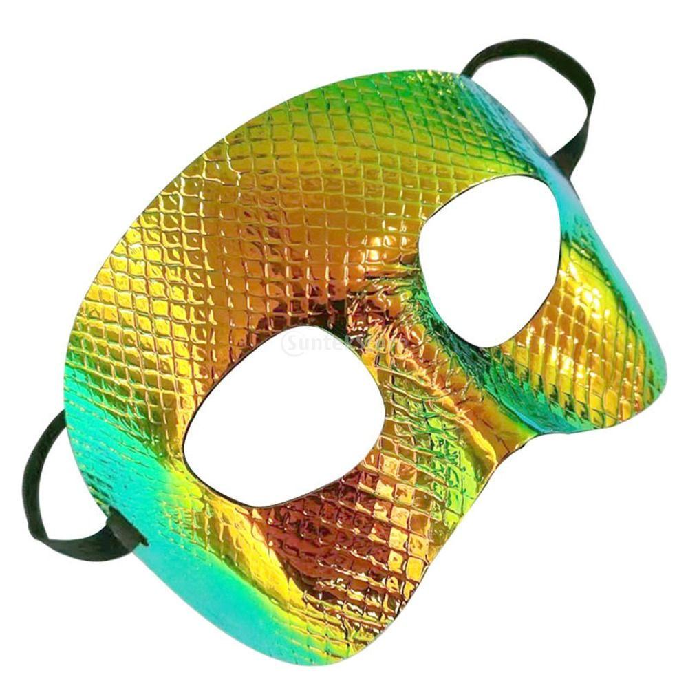 Agustinina Basket Penutup Wajah 1pc Hitam/Golden Masquerade Anti Pecah Perlindungan Olahraga Permainan Luar Ruangan Halloween Perban Elastis Masker Pelindung