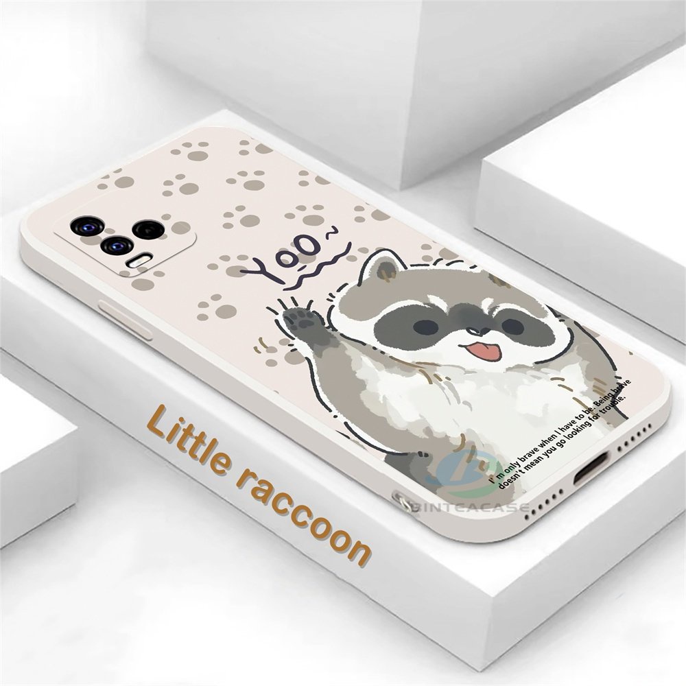 Vivo Y02 V25 V25E Y16 Y35 Y33S Y21T Y21S Y33S Y91C Y1S Y11 Y12 Y15 Y17 Y12S Y12A Y15S Y15A Y51 Little Raccoon Soft Silicone Phone Case Cover Binteacase