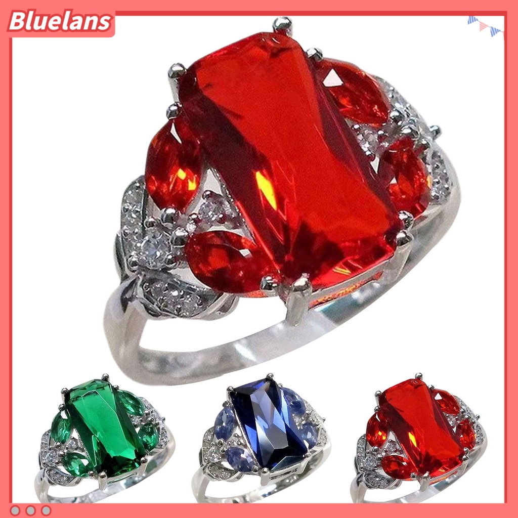 {In Stock} Lebar Pengerjaan Indah Wanita Cincin Paduan Permata Imitasi Berlian Imitasi Pernikahan Band Perhiasan Aksesori