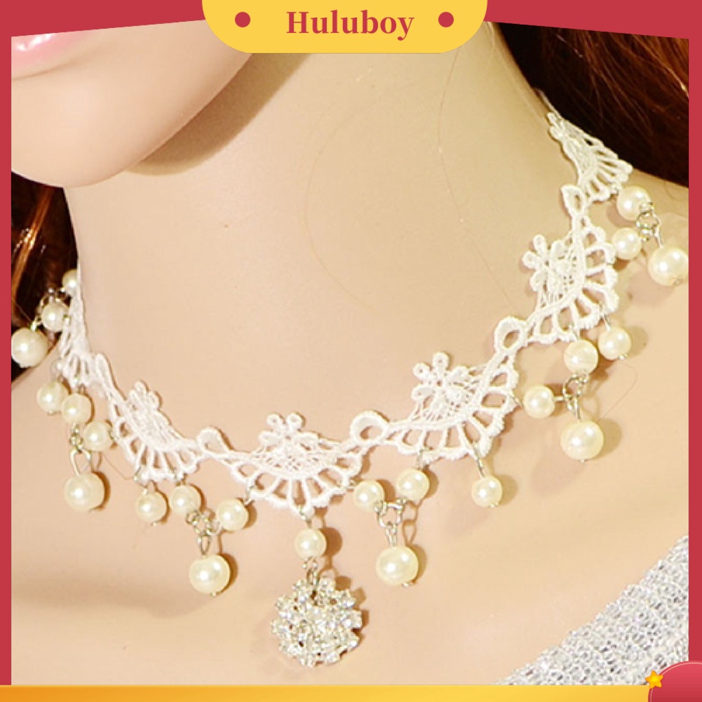 {Ready Stock} Kalung Hollow Mudah Dipakai Mutiara Imitasi Faux Pearl Sexy Gaya Rock Lace Choker Untuk Kehidupan Sehari-Hari