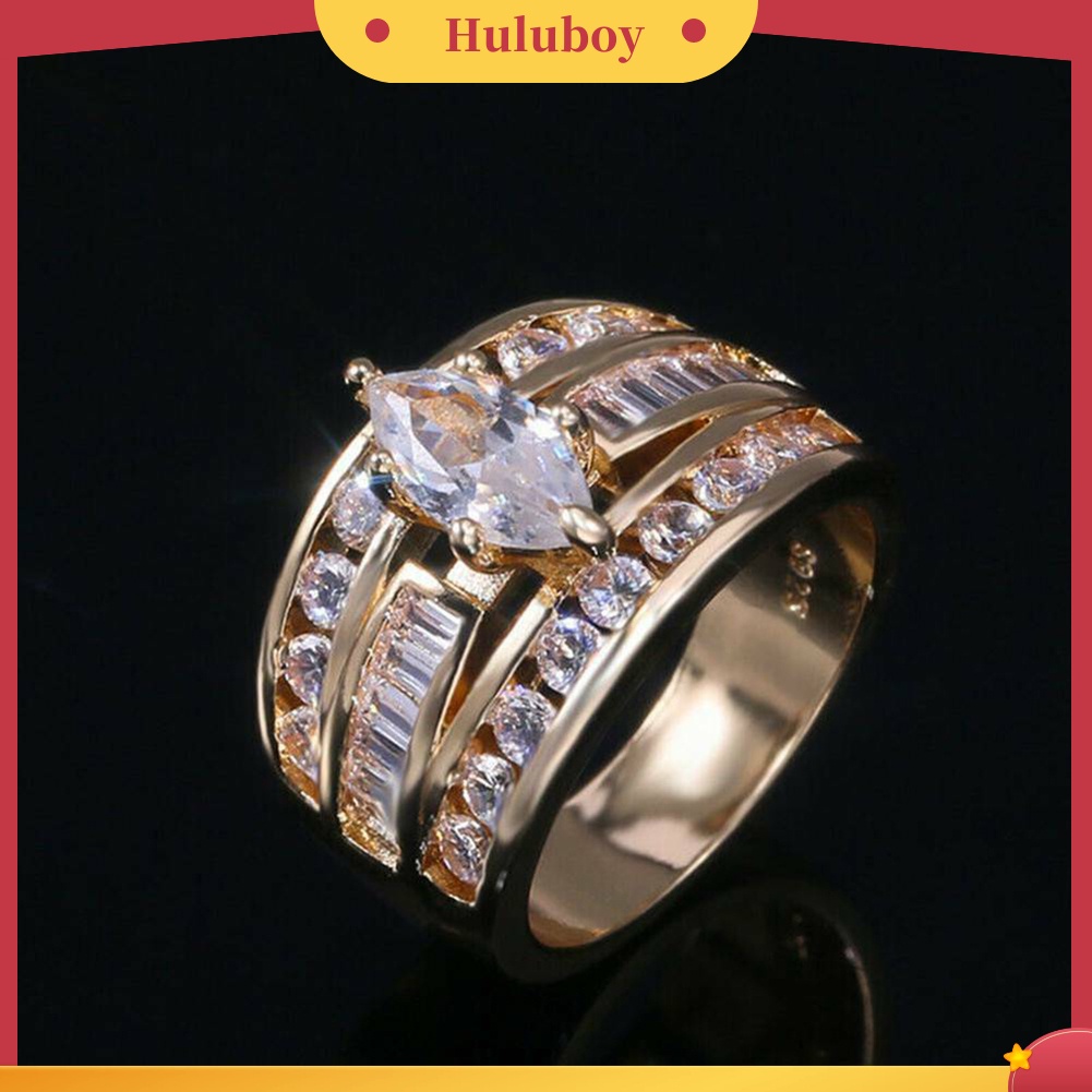 {Ready Stock} Fashion Wanita Cubic Zirconia Hias Pernikahan Pertunangan Jari Cincin Perhiasan Hadiah