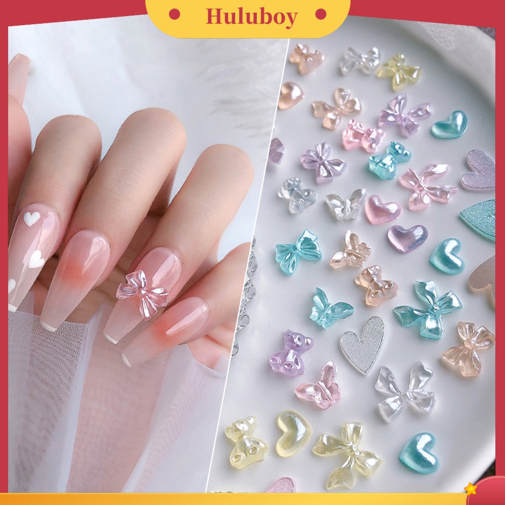 {In Stock} 50Pcs Ornamen Kuku Bentuk Kreatif Tidak Luntur Warna Hidup Mengkilap Efek Visual 3D Cinta Hati Beruang Gaya Nail Art Perhiasan Charms Untuk Salon Kuku