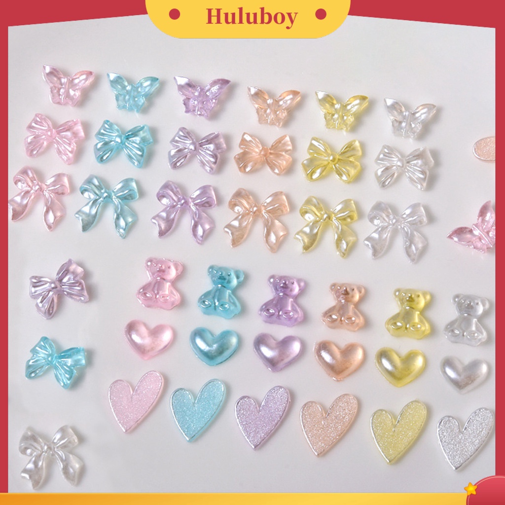 {In Stock} 50Pcs Ornamen Kuku Bentuk Kreatif Tidak Luntur Warna Hidup Mengkilap Efek Visual 3D Cinta Hati Beruang Gaya Nail Art Perhiasan Charms Untuk Salon Kuku