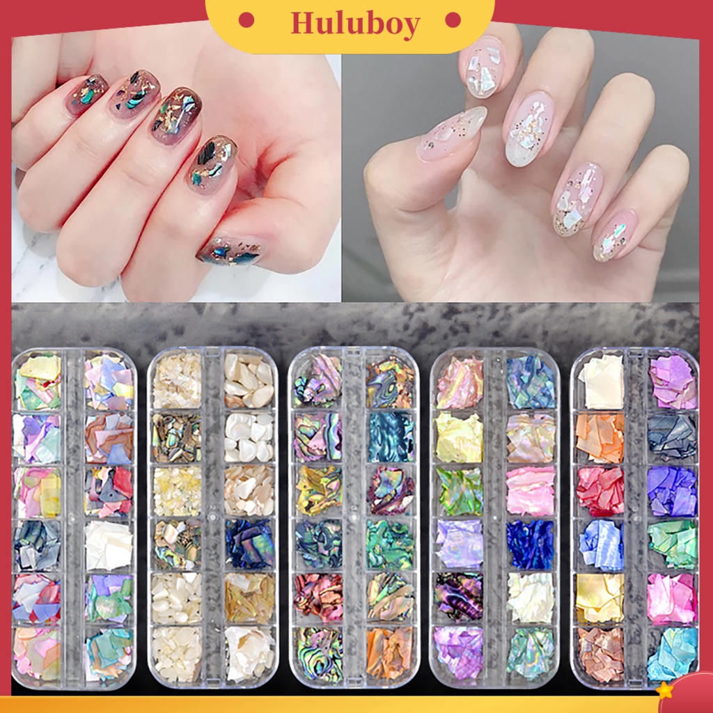 {In Stock} 1kotak Dekorasi Kuku Warna Vibrant Bentuk Tidak Teratur Shell Menarik Fragment Nail Decor DIY Hiasan Kuku Palsu Perlengkapan Kuku