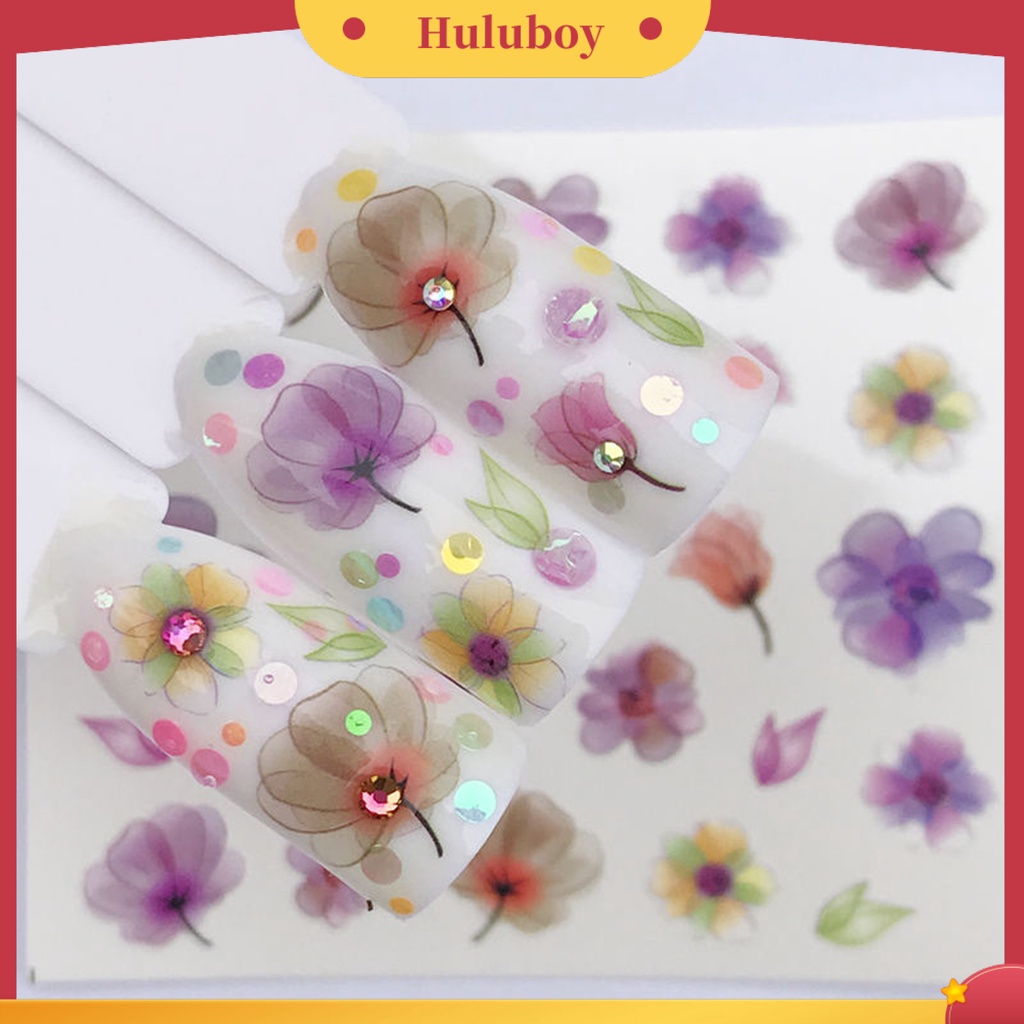 {In Stock} Stiker Kuku Transfer Air Banyak Gaya Motif Bunga Fancy Stiker Perekat Diri