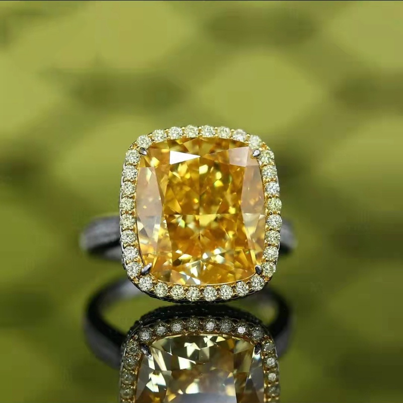 Goldkingdom Fashion Perhiasan Aksesoris Ready Stock Asche Kuning Berlian Pembukaan Cincin Micro Studded Dengan Berlian Paris Stars Diamond Ring Warna Harta Karun Perempuan