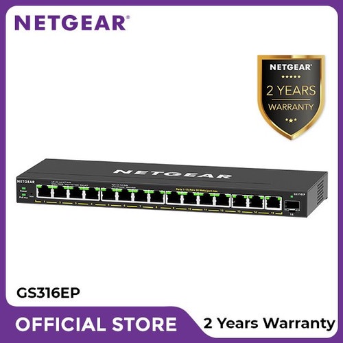 Netgear GS316EP 16 Port PoE+ Gigabit Ethernet Plus Switch + 1 SFP Port M
