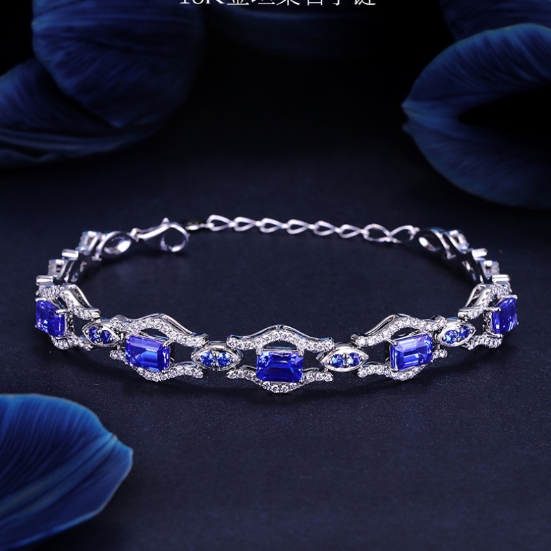 Goldkingdom Aksesoris Perhiasan Fashion Ready Stock Turin Eye Natural Tanzanite Bracelet Heavy Industries Royal Sapphire Bracelet