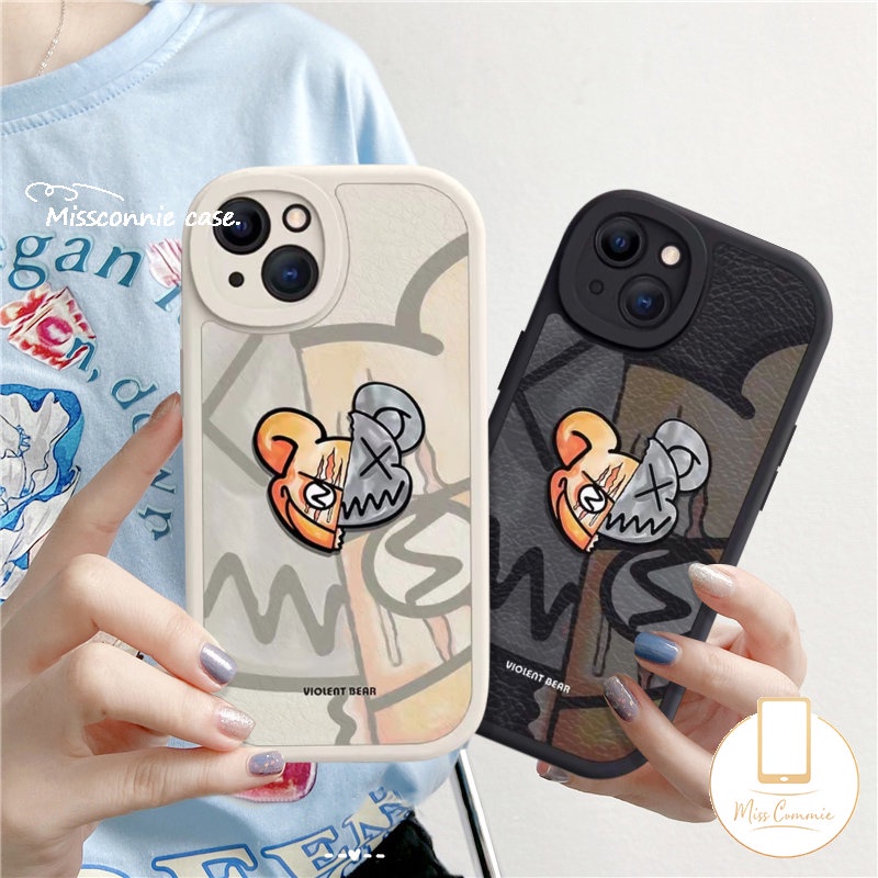 IPHONE Case Kompatibel Untuk Iphone11 13 12 14 Pro Max 7Plus XR X XS Max 7 6s 8 6 Plus SE 2020 Pasangan Tpu Lembut Trendi Merek Kartun Lucu Beruang Keras Ponsel Cover