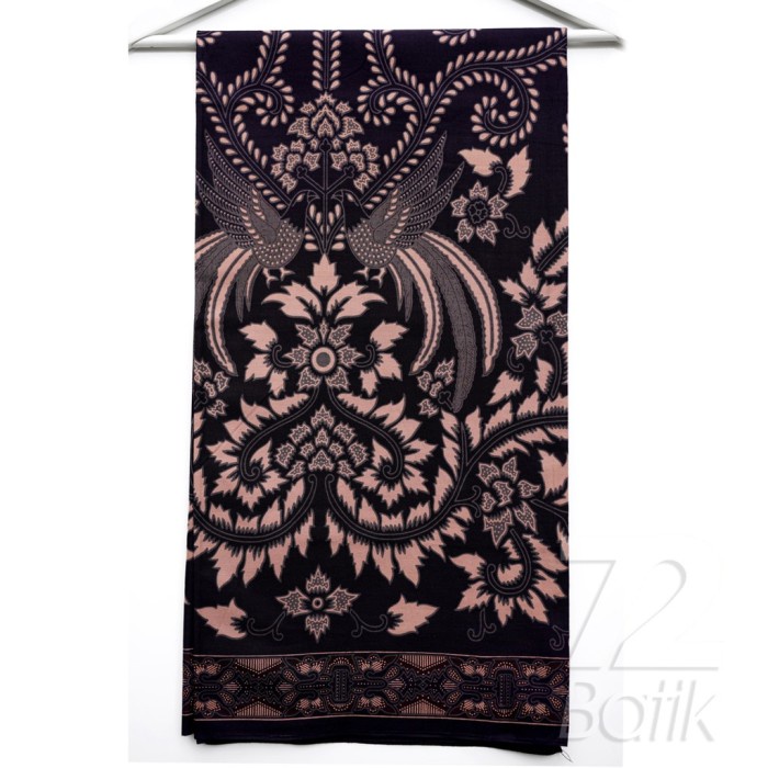 KAIN BATIK PREMIUM BAHAN KATUN MOTIF BURUNG COKROMINOTO HITAM 724119