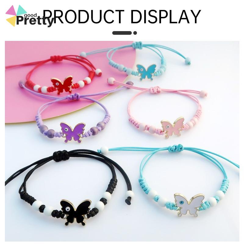 Gelang serut kupu-kupu Adjustable Tali gelang yang dikepang Aksesoris Fashion - PD