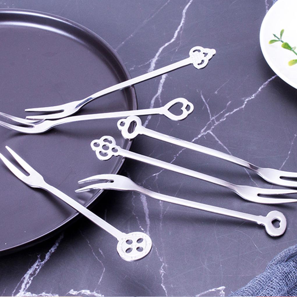 Garpu Buah Dessrt Salad Forks Peralatan Makan Dapur Rumah Stainless Steel Ulang Tahun BBQ Pesta Cafes Bar Tools Sendok Garpu