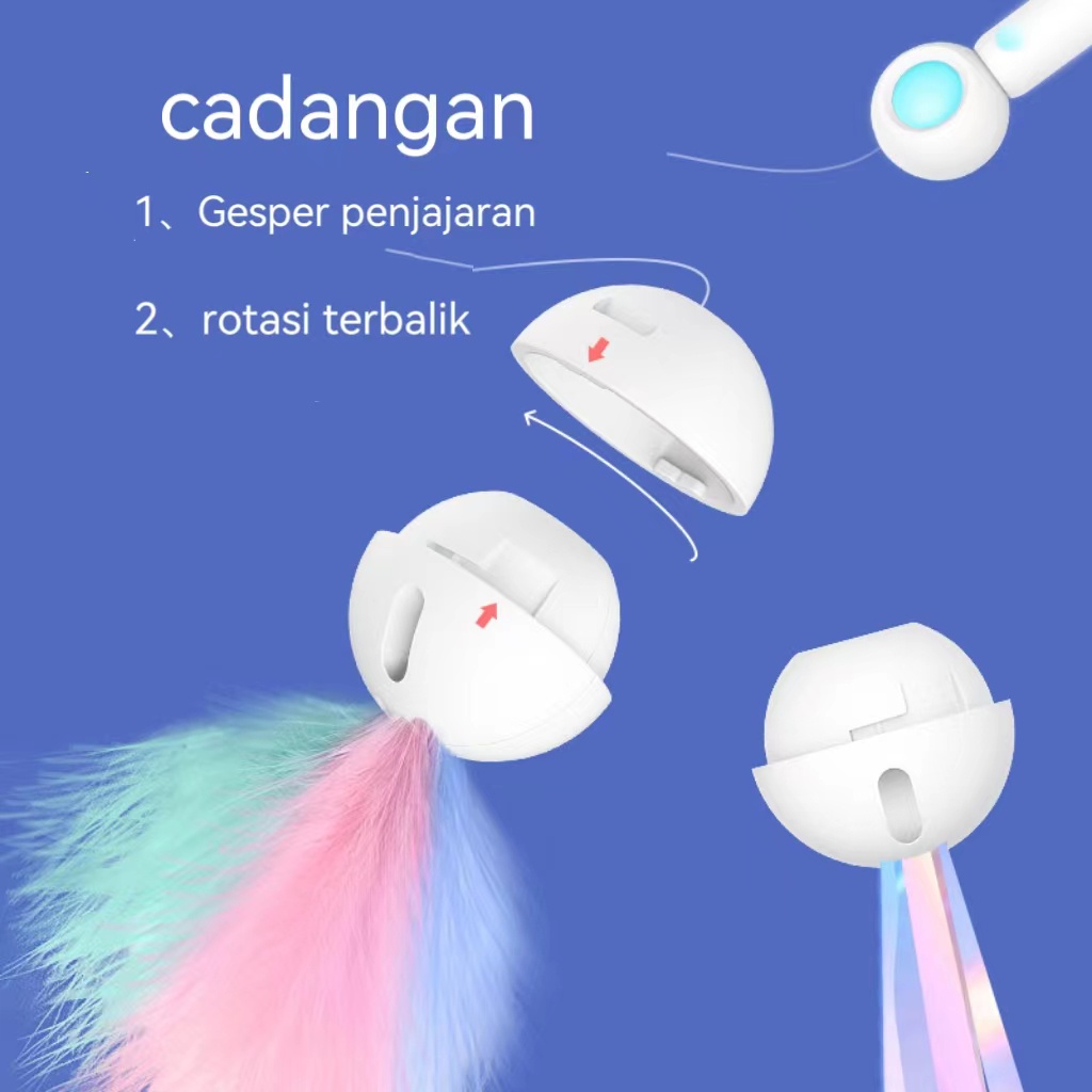 Mainan Kucing Automatic Retractable Bulu Penggoda Mainan Tongkat Interaktif/Cat teaser Cat toy